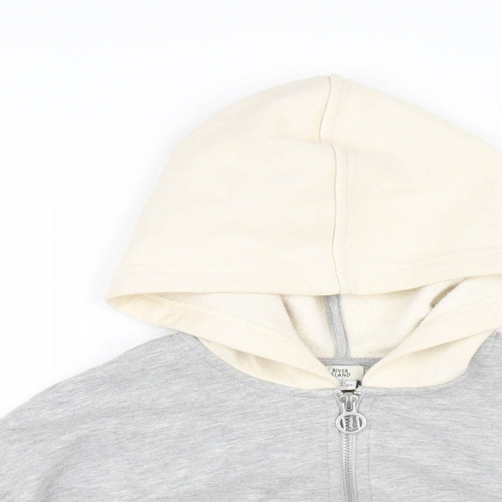 River Island Girls Grey Cotton Full Zip Hoodie Size 11-12 Years Zip