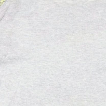 French Connection Womens Grey Floral Viscose Basic T-Shirt Size 10 Round Neck