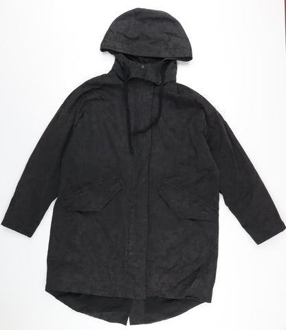 Kin Womens Black Rain Coat Coat Size 8 Zip