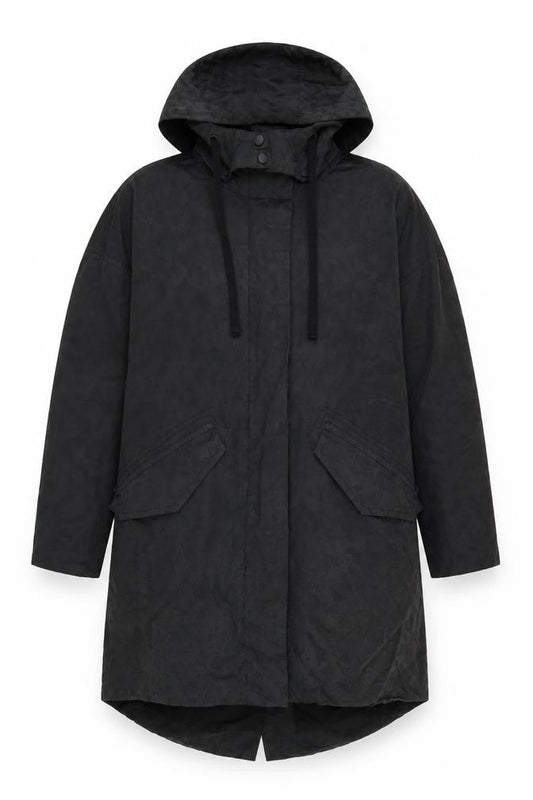 Kin Womens Black Rain Coat Coat Size 8 Zip