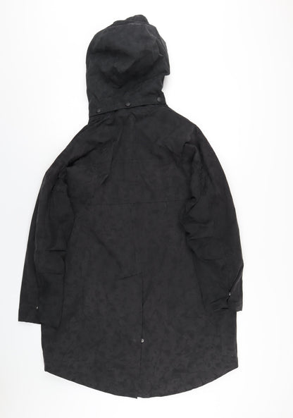Kin Womens Black Rain Coat Coat Size 8 Zip