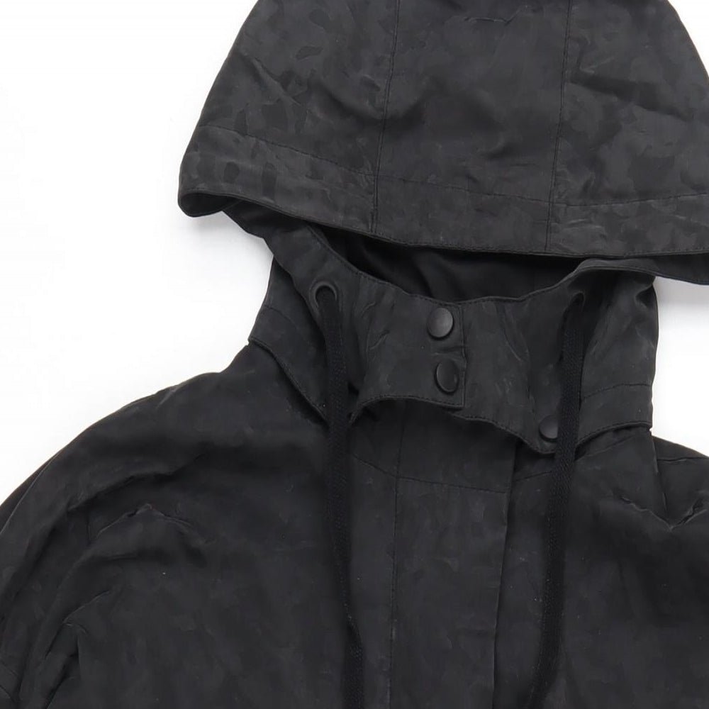 Kin Womens Black Rain Coat Coat Size 8 Zip