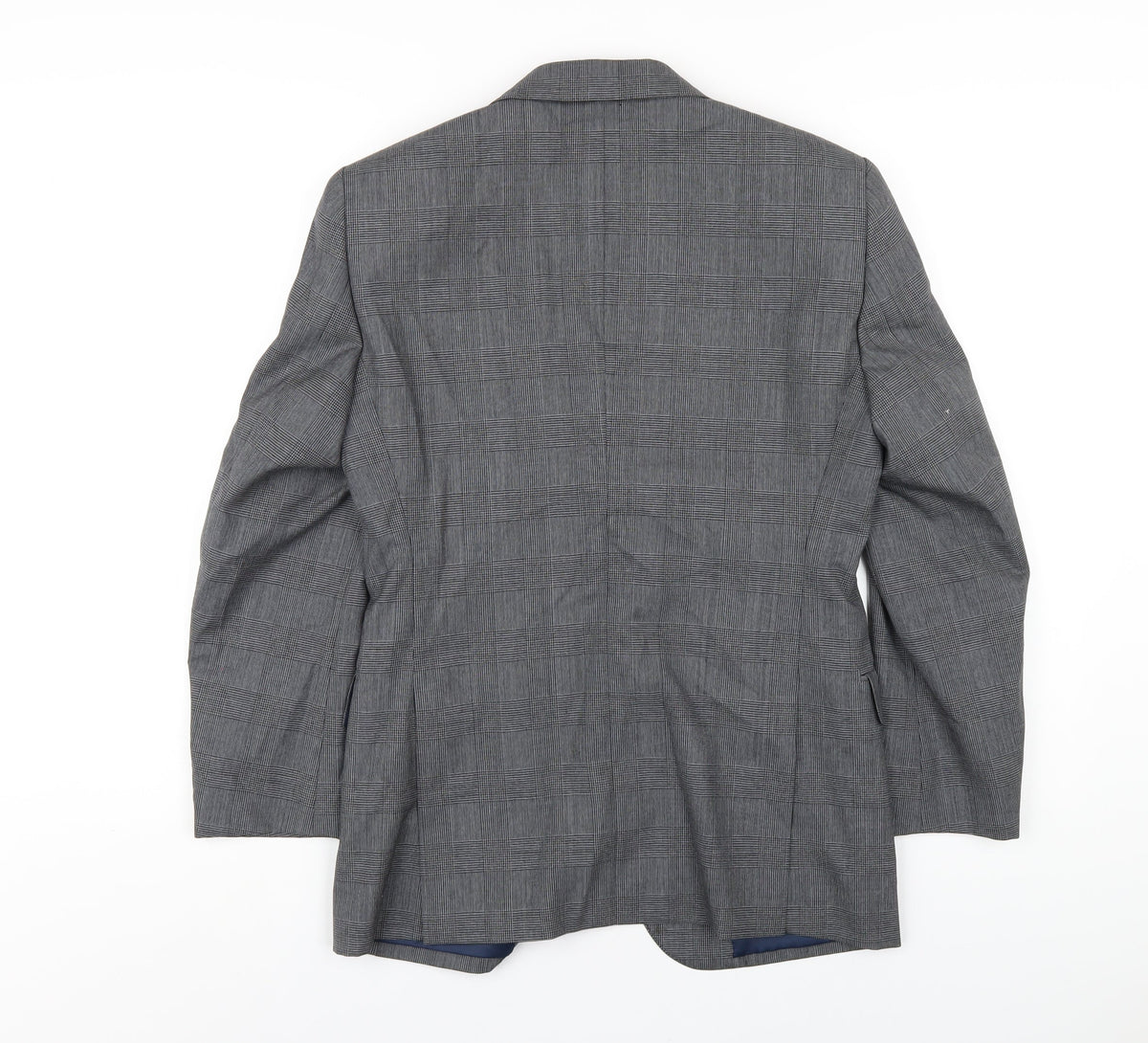 Elefit Mens Grey Plaid Polyester Jacket Blazer Size 38 Regular