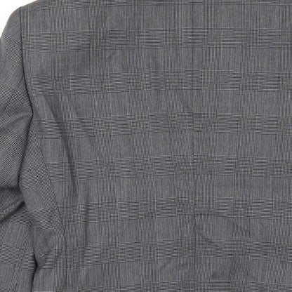 Elefit Mens Grey Plaid Polyester Jacket Blazer Size 38 Regular