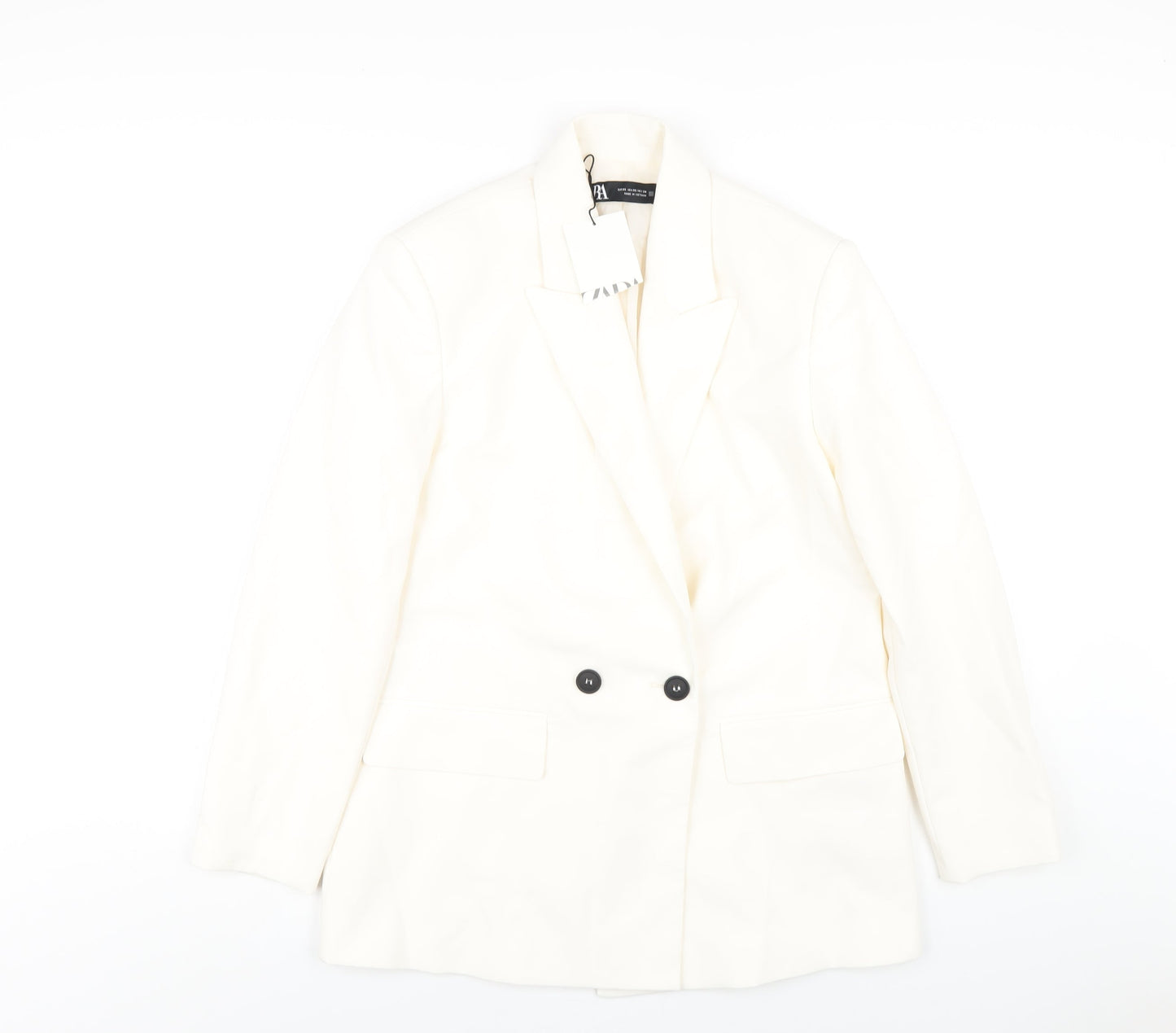 Zara Womens White Polyester Jacket Blazer Size XS