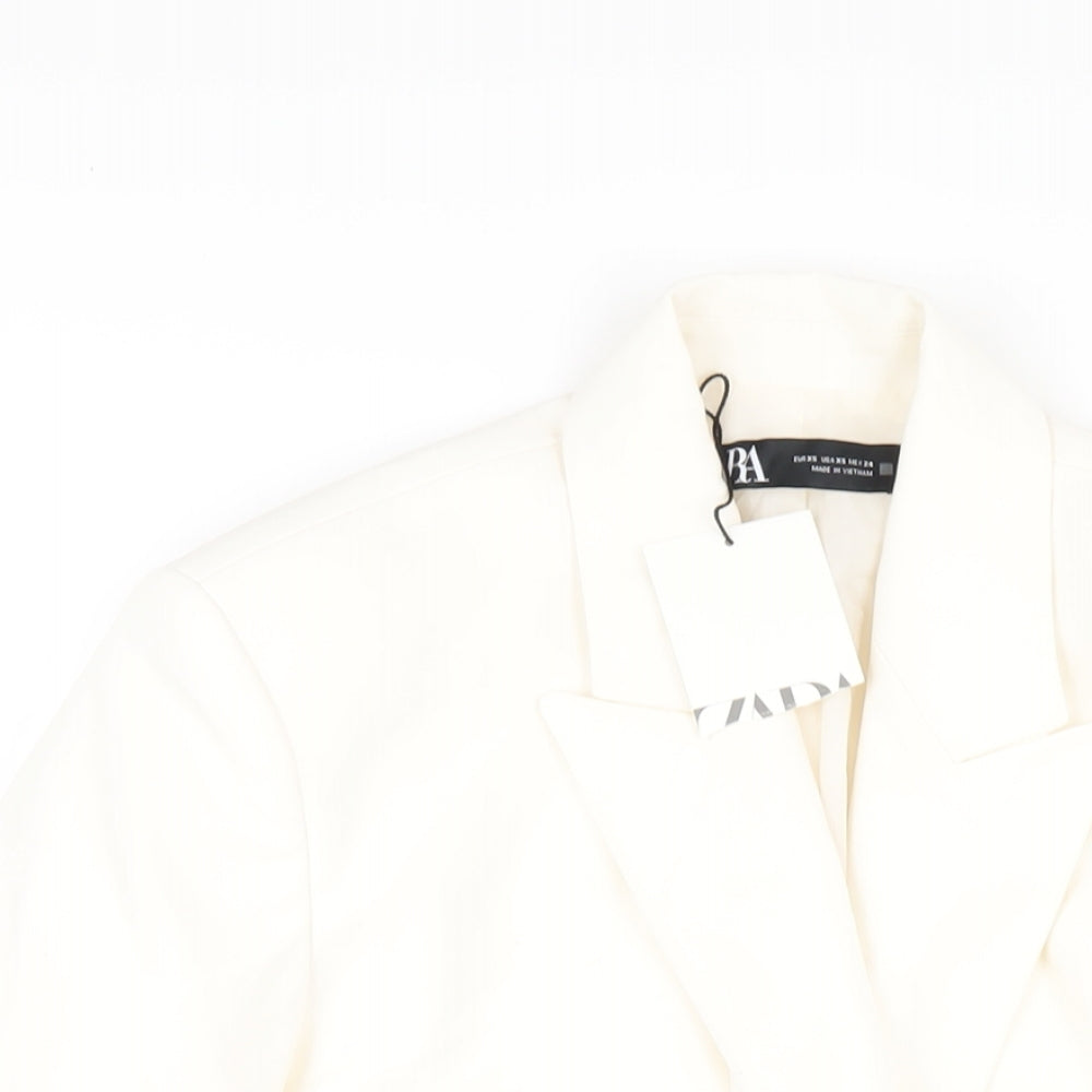 Zara Womens White Polyester Jacket Blazer Size XS