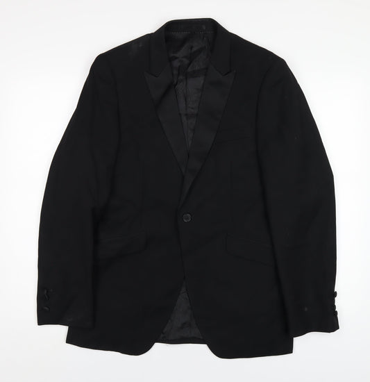 Mens UK Size 38 OneSix5ive Regular Black Suit Jacket