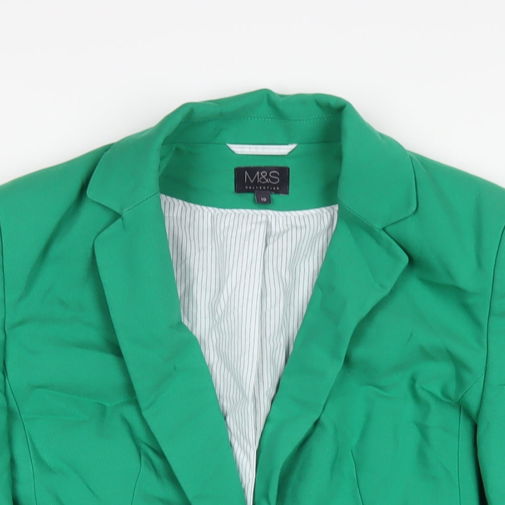 Marks and Spencer Womens Green Cotton Jacket Blazer Size 10