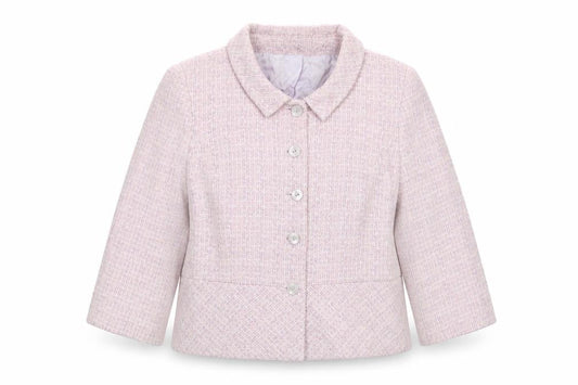Front view of Kaliko women’s purple jacket coat, size UK 14, button