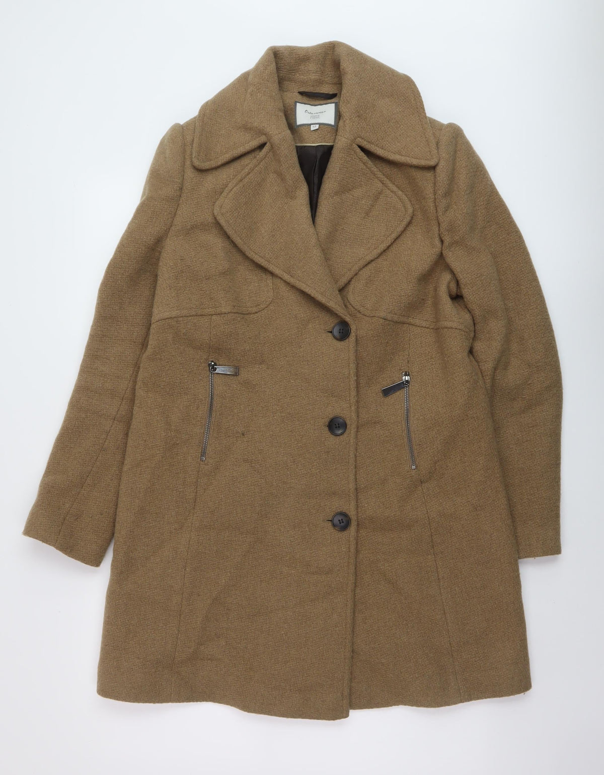 Next Womens Beige Overcoat Coat Size 12 Button