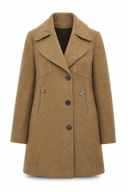 Next Womens Beige Overcoat Coat Size 12 Button