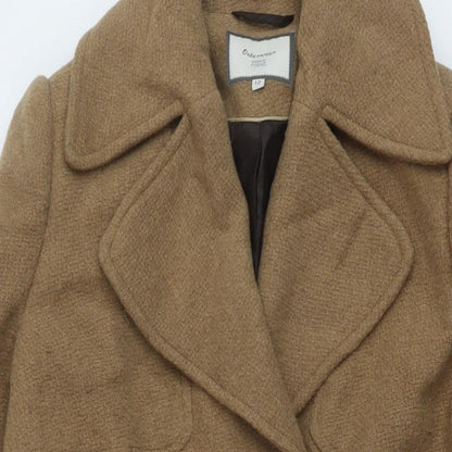 Next Womens Beige Overcoat Coat Size 12 Button