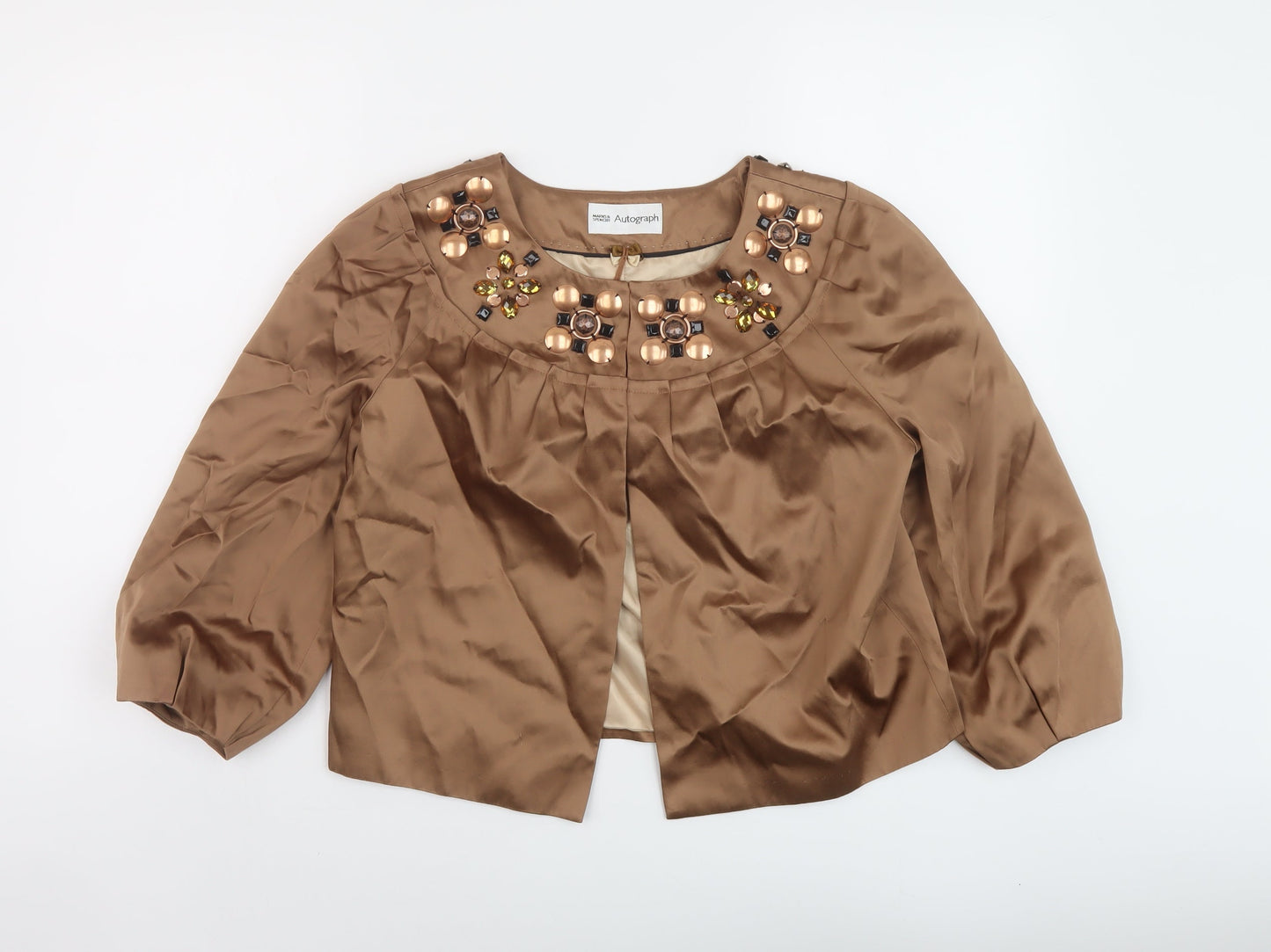 Autograph Womens Brown Jacket Size 12 Hook & Eye