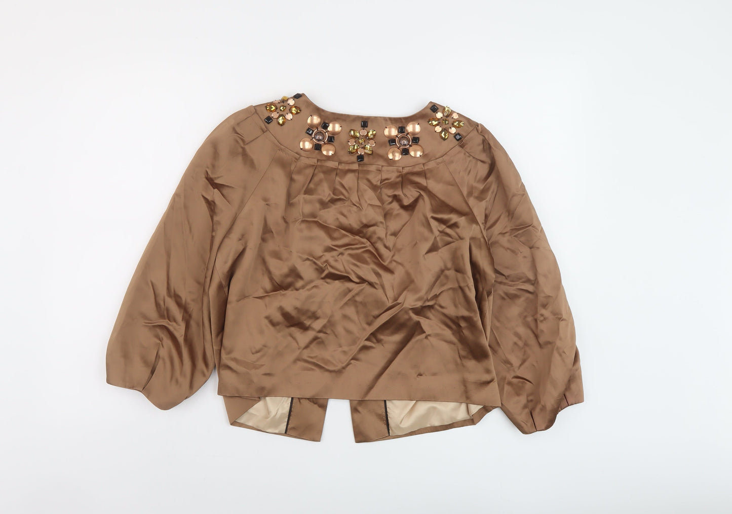 Autograph Womens Brown Jacket Size 12 Hook & Eye