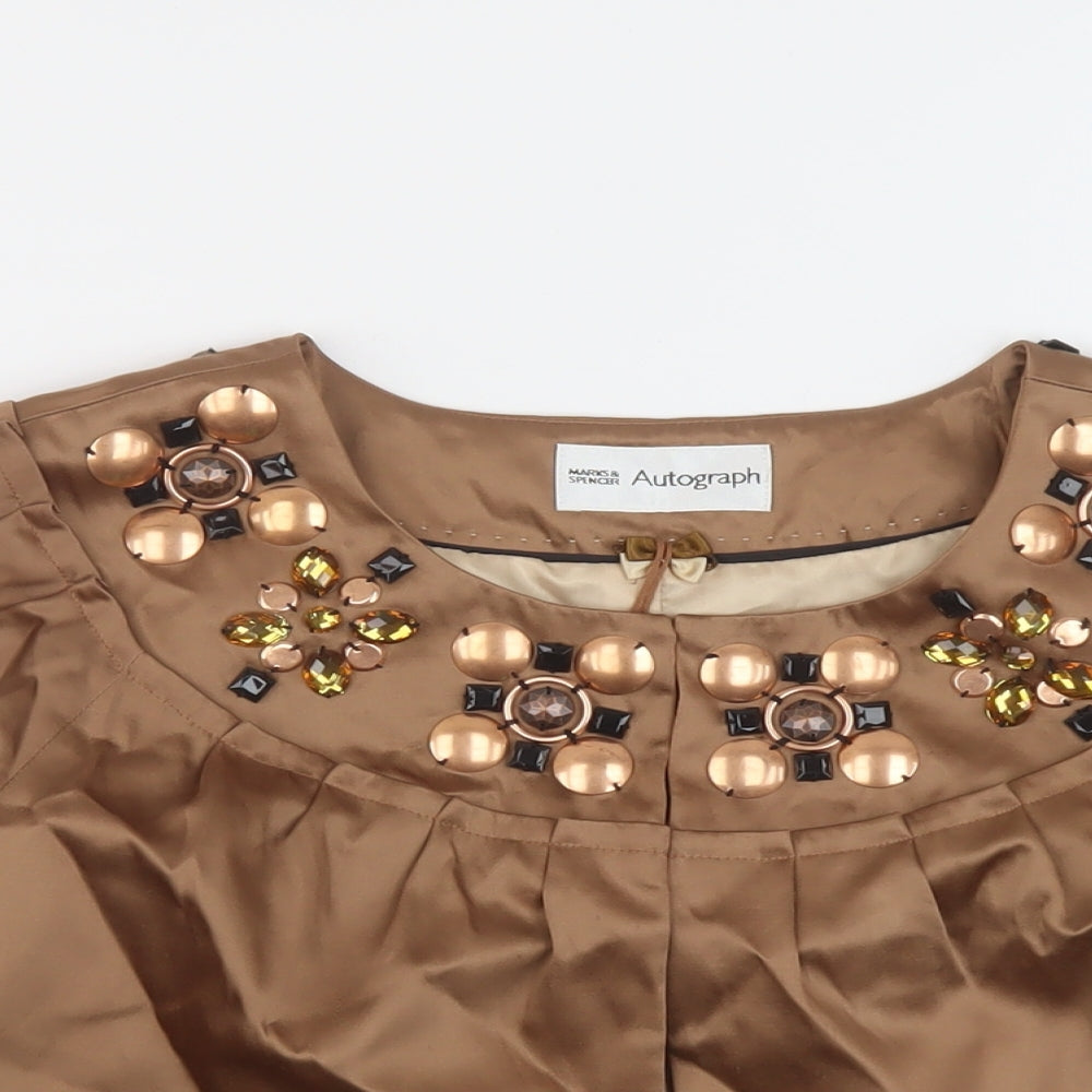 Autograph Womens Brown Jacket Size 12 Hook & Eye