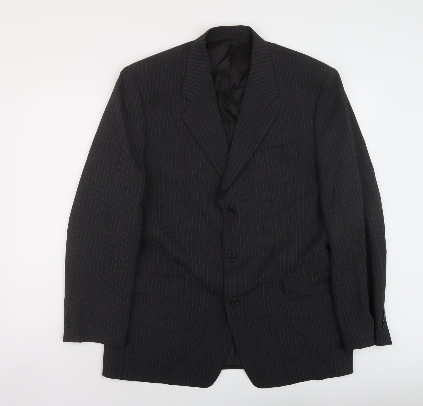 Carveste Mens Grey Striped Polyester Jacket Suit Jacket Size 42 Regular