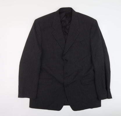 Carveste Mens Grey Striped Polyester Jacket Suit Jacket Size 42 Regular