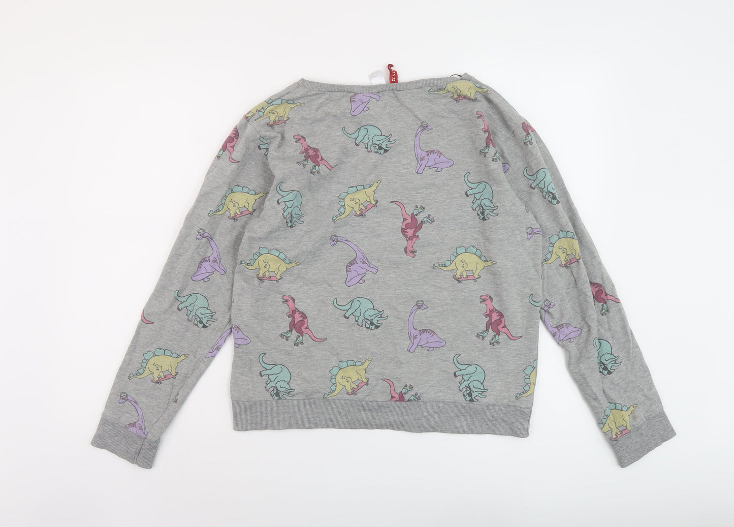 H&M Womens Grey Geometric Cotton Pullover Sweatshirt Size L Pullover