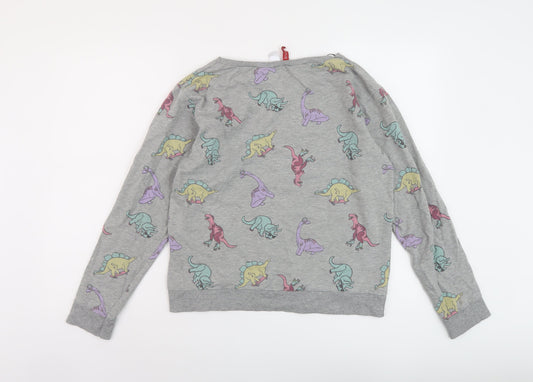 H&M Womens Grey Geometric Cotton Pullover Sweatshirt Size L Pullover