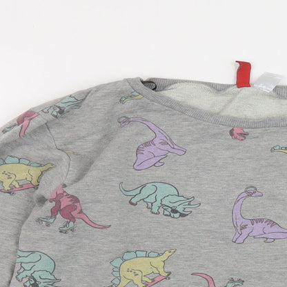 H&M Womens Grey Geometric Cotton Pullover Sweatshirt Size L Pullover