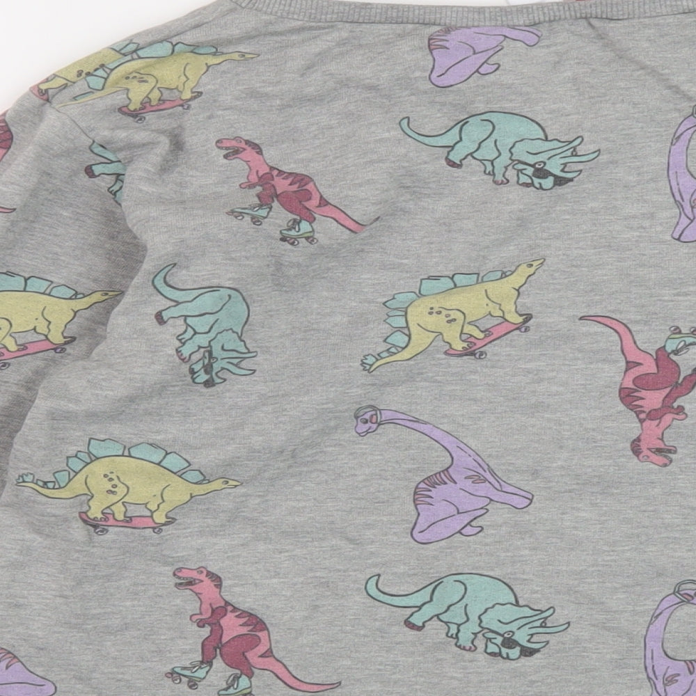 H&M Womens Grey Geometric Cotton Pullover Sweatshirt Size L Pullover