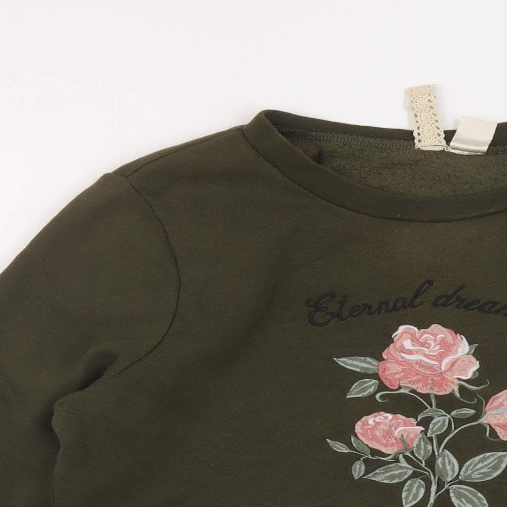 H&M Womens Green Cotton Pullover Sweatshirt Size S Pullover - Vintage