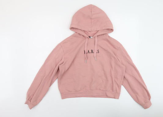 H&M Womens Pink Cotton Pullover Hoodie Size S Pullover