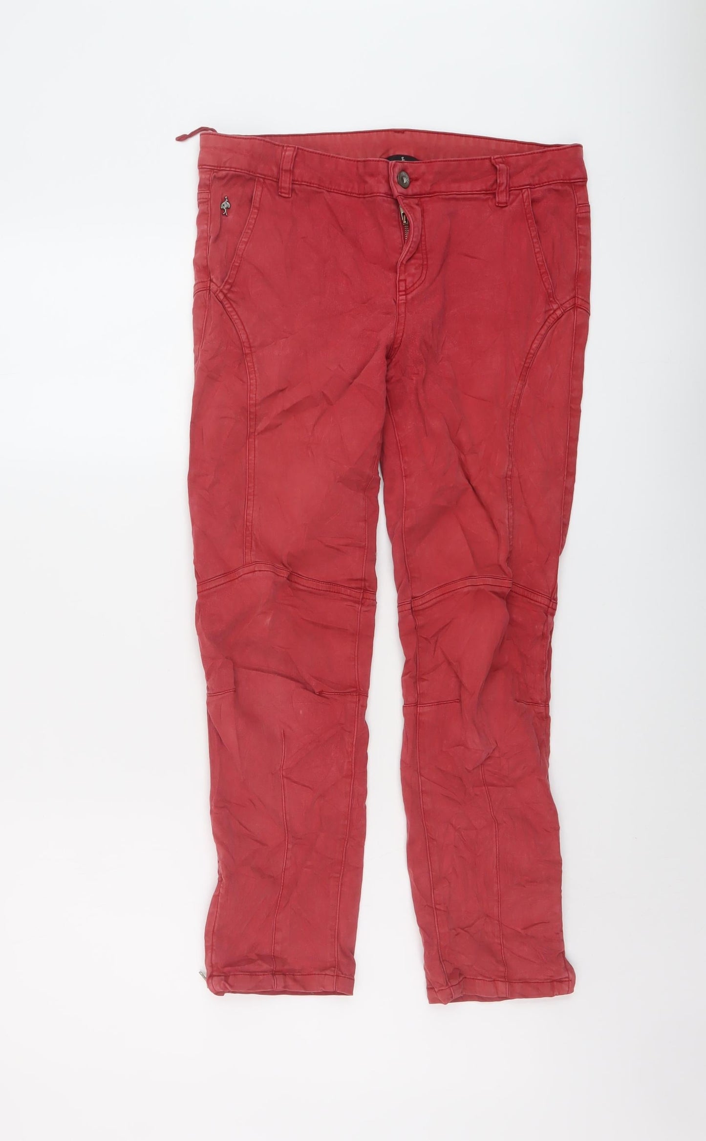 One Step Womens Red Cotton Trousers Size 30 in L25 in Regular Button