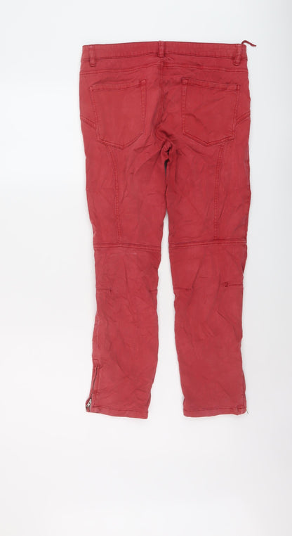 One Step Womens Red Cotton Trousers Size 30 in L25 in Regular Button