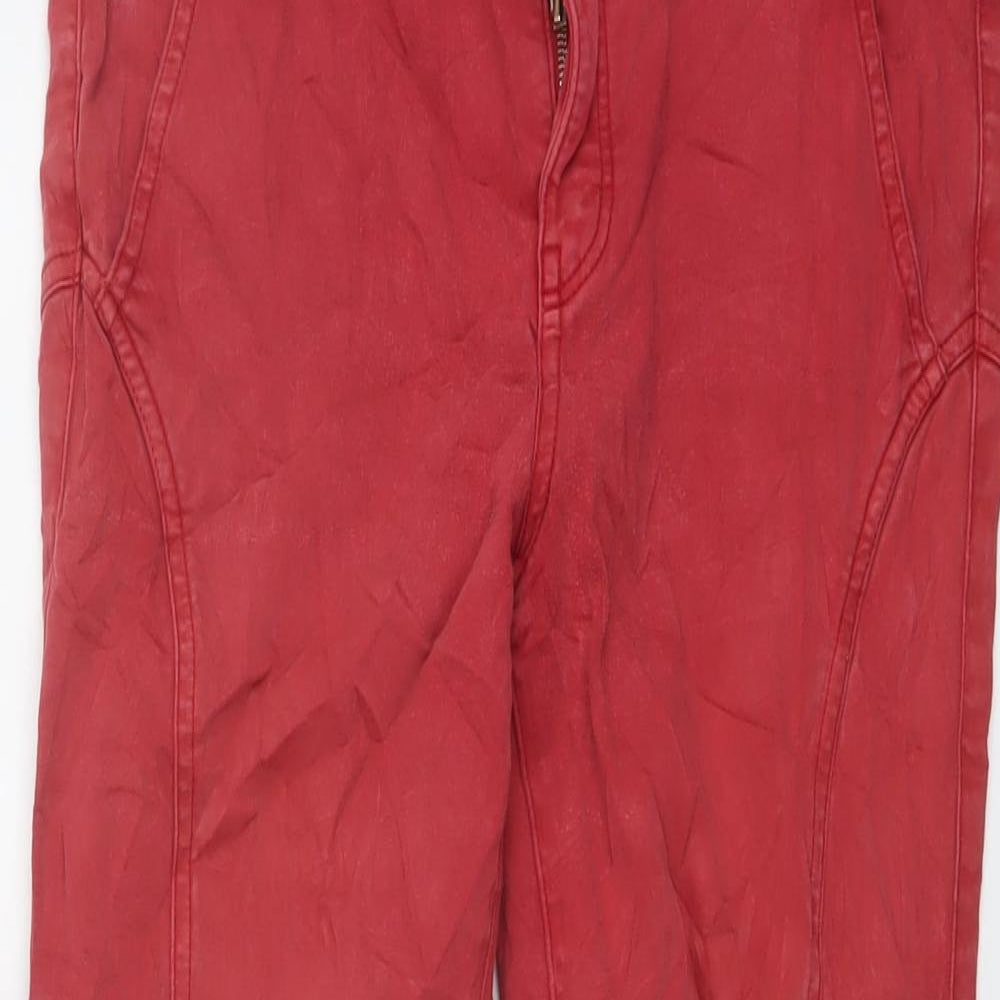 One Step Womens Red Cotton Trousers Size 30 in L25 in Regular Button
