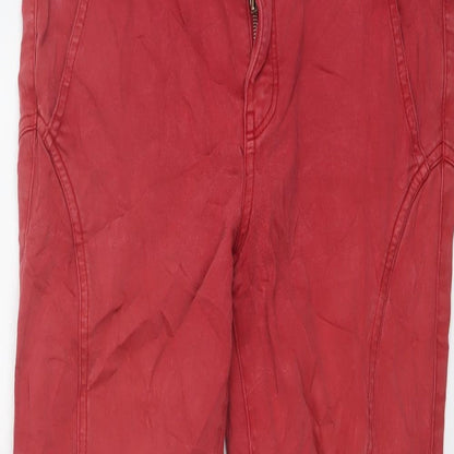 One Step Womens Red Cotton Trousers Size 30 in L25 in Regular Button