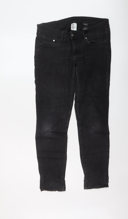 H&M Mens Grey Cotton Straight Jeans Size 29 in L30 in Regular Button