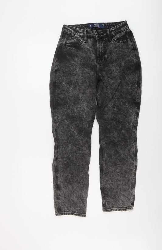 Hollister Womens Black Cotton Mom Jeans Size 25 in L27 in Regular Button