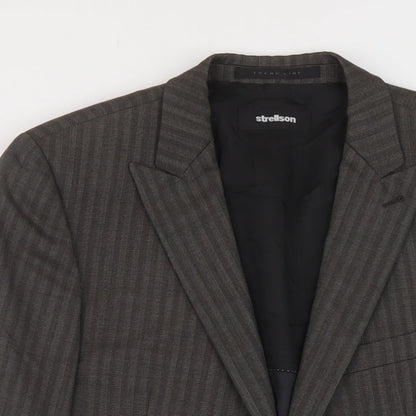 Strellson Mens Grey Striped Wool Jacket Suit Jacket Size 42 Regular