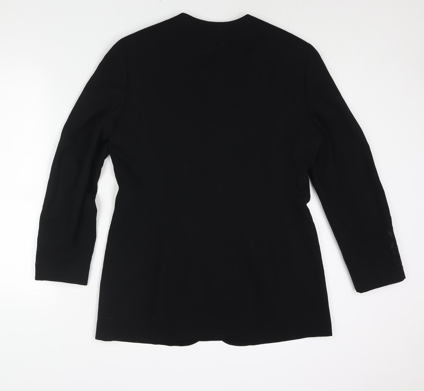 Ann Tayolor Womens Black Jacket Size 12 Button - Floral Embroidered Sleeves