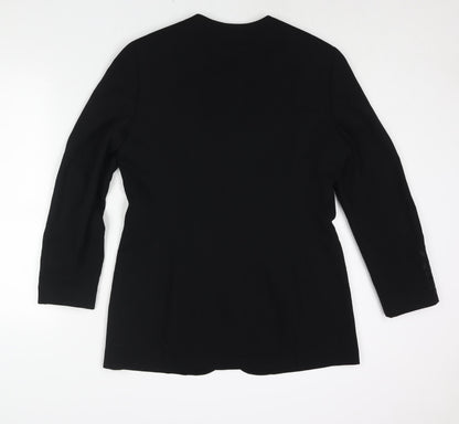 Ann Tayolor Womens Black Jacket Size 12 Button - Floral Embroidered Sleeves
