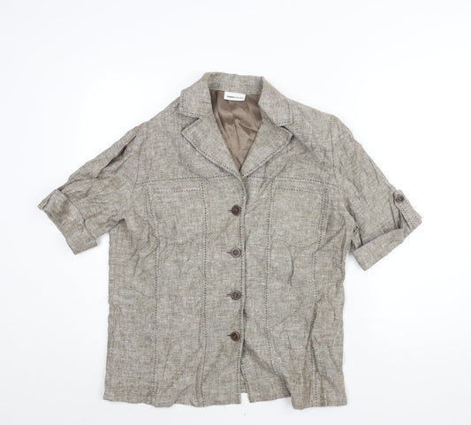 FRANK WALDER Womens Beige Jacket Size 18 Button - Stitch Detail