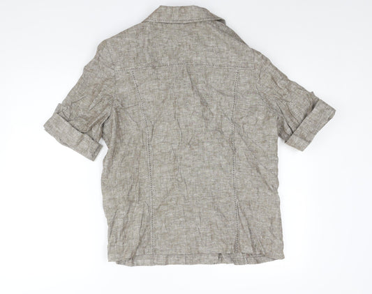 FRANK WALDER Womens Beige Jacket Size 18 Button - Stitch Detail