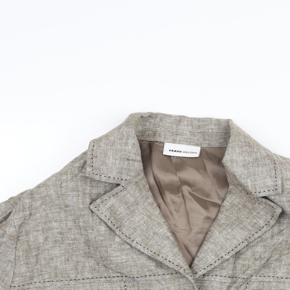 FRANK WALDER Womens Beige Jacket Size 18 Button - Stitch Detail