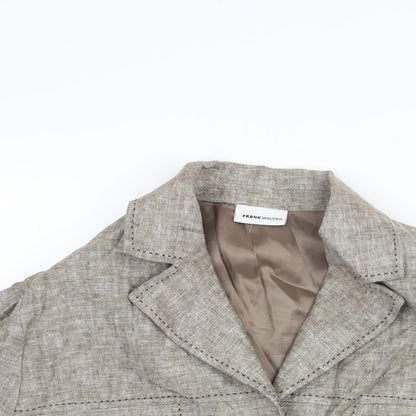 FRANK WALDER Womens Beige Jacket Size 18 Button - Stitch Detail