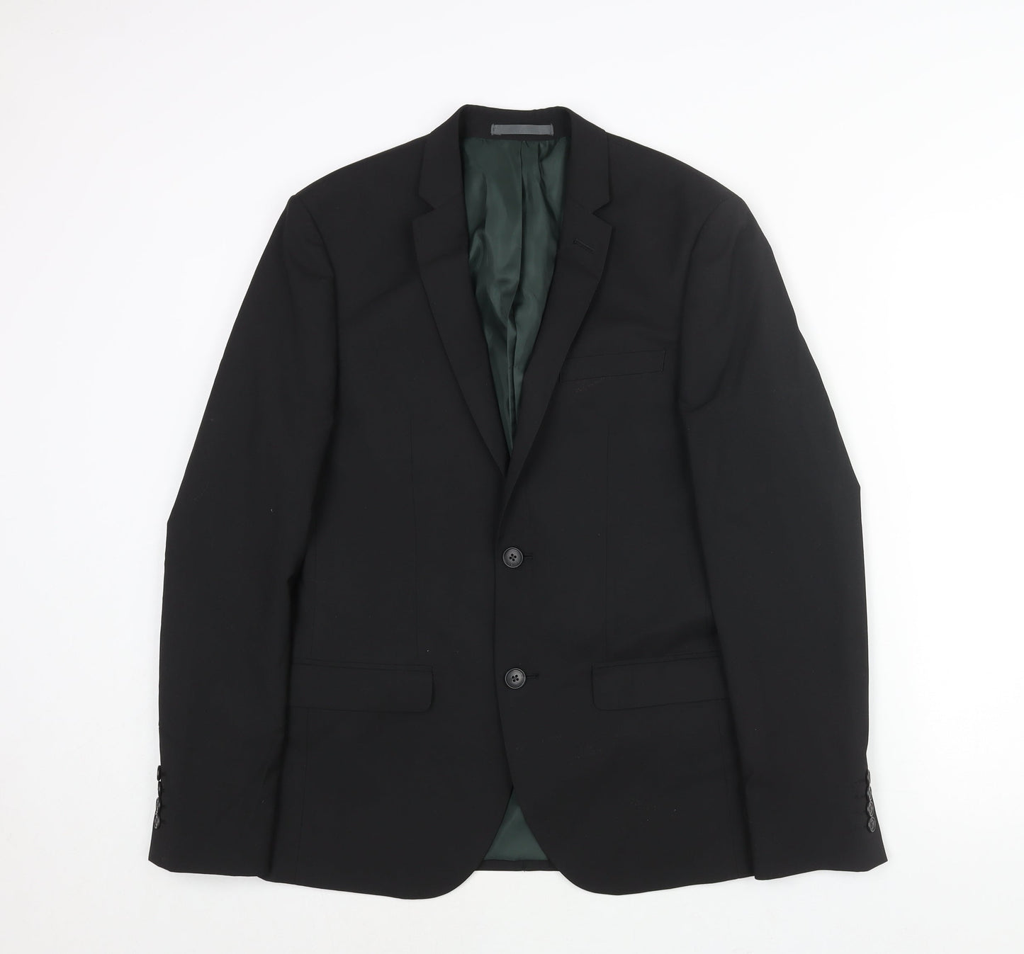 Mens UK Size 38 River Island Regular Black Suit Jacket