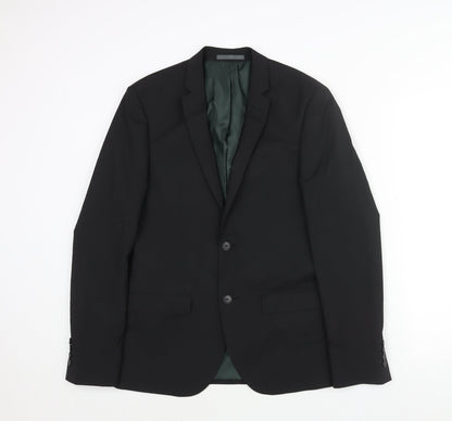 Mens UK Size 38 River Island Regular Black Suit Jacket