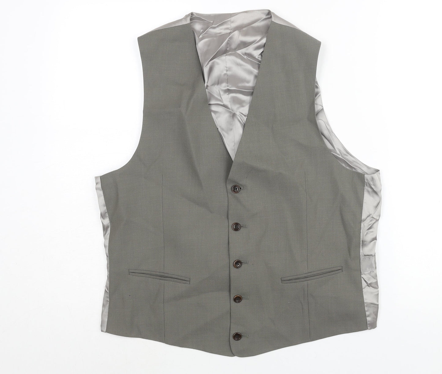 St Michael Mens Grey Wool Jacket Suit Waistcoat Size M Regular