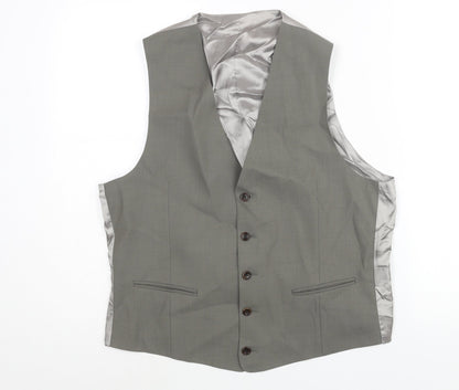 St Michael Mens Grey Wool Jacket Suit Waistcoat Size M Regular