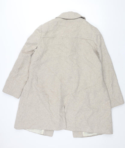 John Lewis Womens Beige Pea Coat Coat Size 16 Button