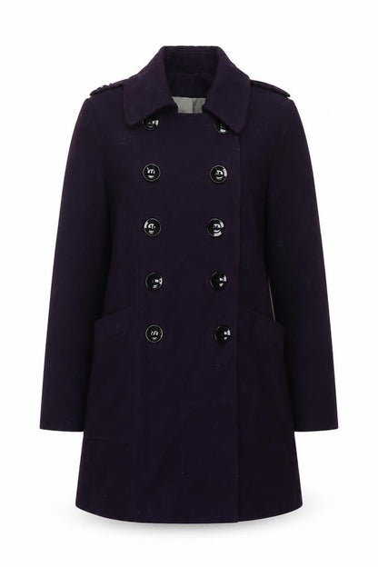 Marks & Spencer Womens Purple Pea Coat Coat Size 12 Button - Double Breasted