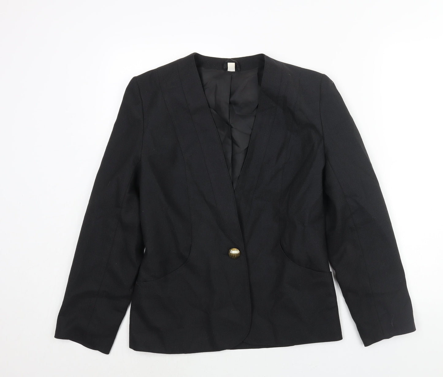 First Avenue Womens Black Jacket Size 10 Button