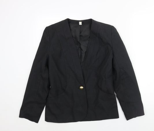 First Avenue Womens Black Jacket Size 10 Button