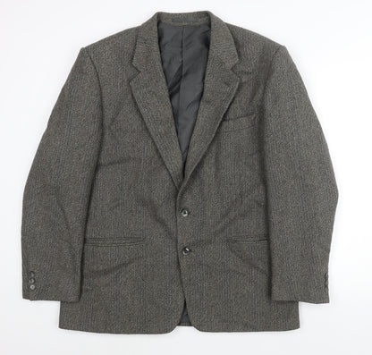 Four Seasons Mens Grey Herringbone Wool Jacket Suit Jacket Size 44 Regular