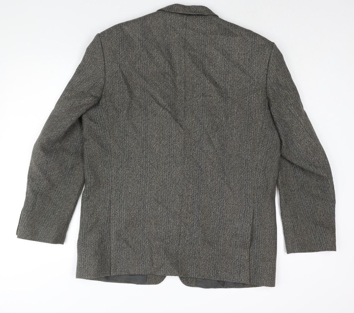 Four Seasons Mens Grey Herringbone Wool Jacket Suit Jacket Size 44 Regular